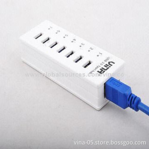 Slim External 7-port USB3.0 Hubs, 5Gbps Super Speed for PC and Laptop
